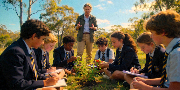 学校户外课程培训场景，学员在自然中学习